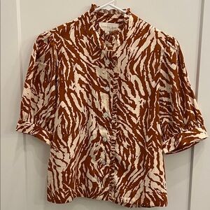Love the Label Zebra Print Blouse in cream and rust